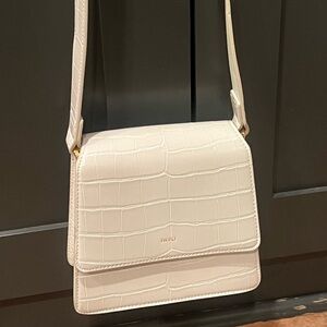 JW PEI White Croc-Embossed Crossbody Bag